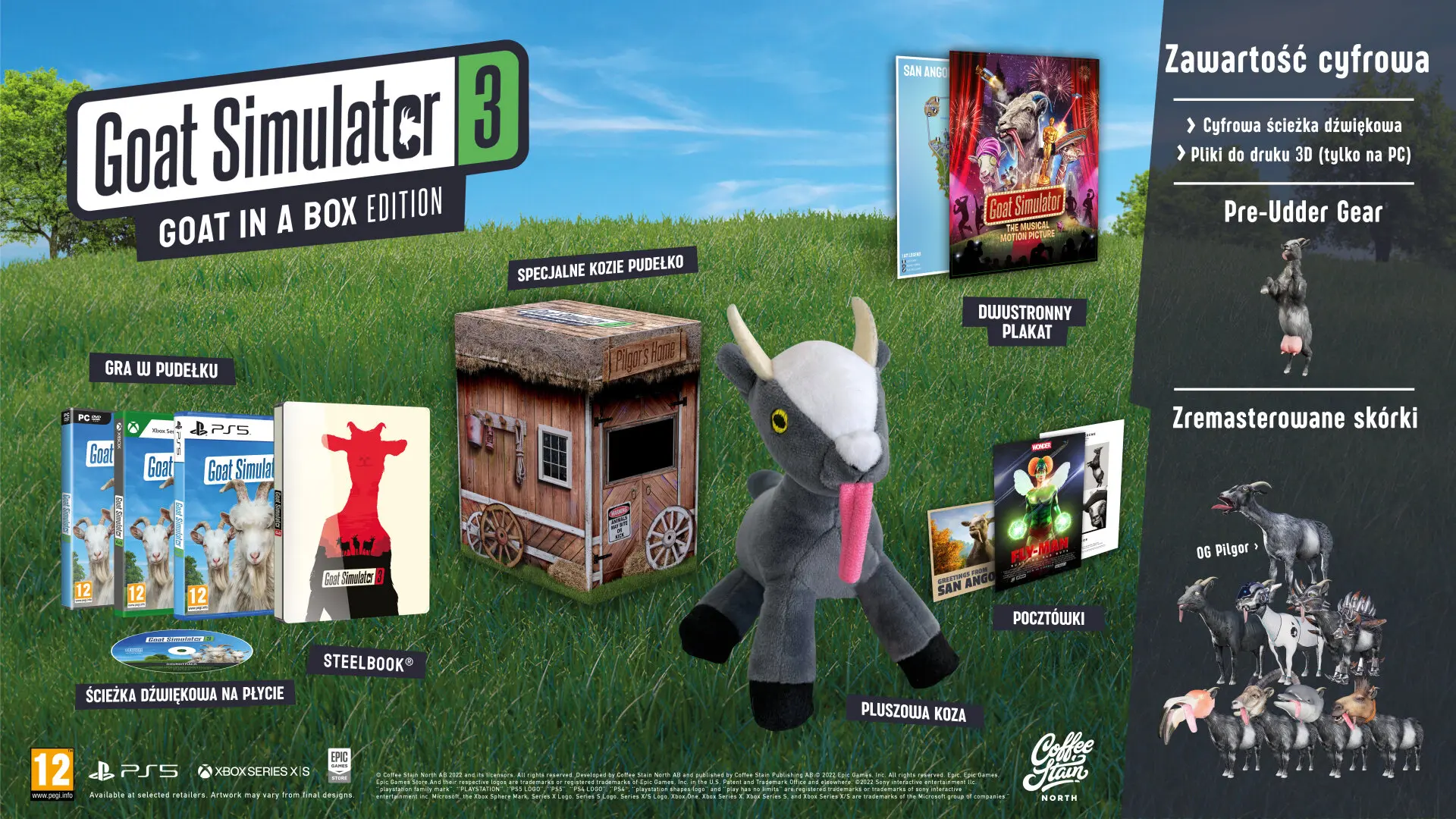 Goat Simulator 3 Edycja Koza w Pudelku Gra PC zawartosc Goat Simulator 3 Goat In A Box - Edycja Kolekcjonerska