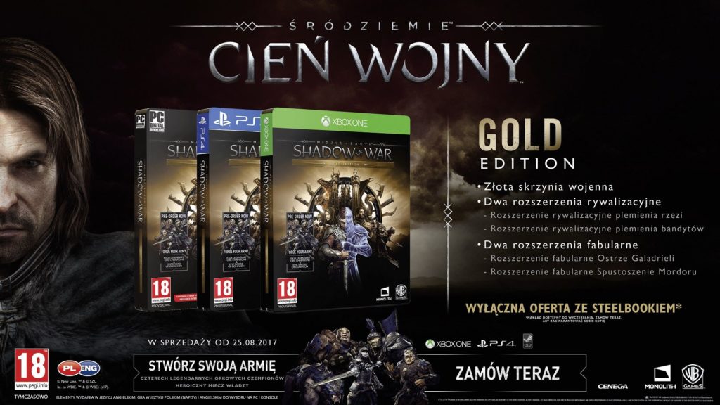 srodziemie cien wojny gold edition pl ps4 srodziemie cien wojny gold edition pl ps4